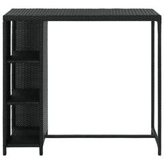 vidaXL Bar Table with Storage Rack Black 120x60x110 cm Poly Rattan 2