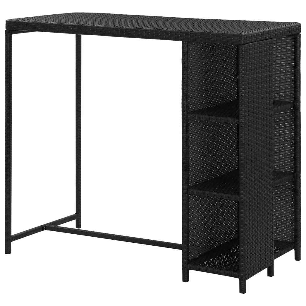 vidaXL Bar Table with Storage Rack Black 120x60x110 cm Poly Rattan 4