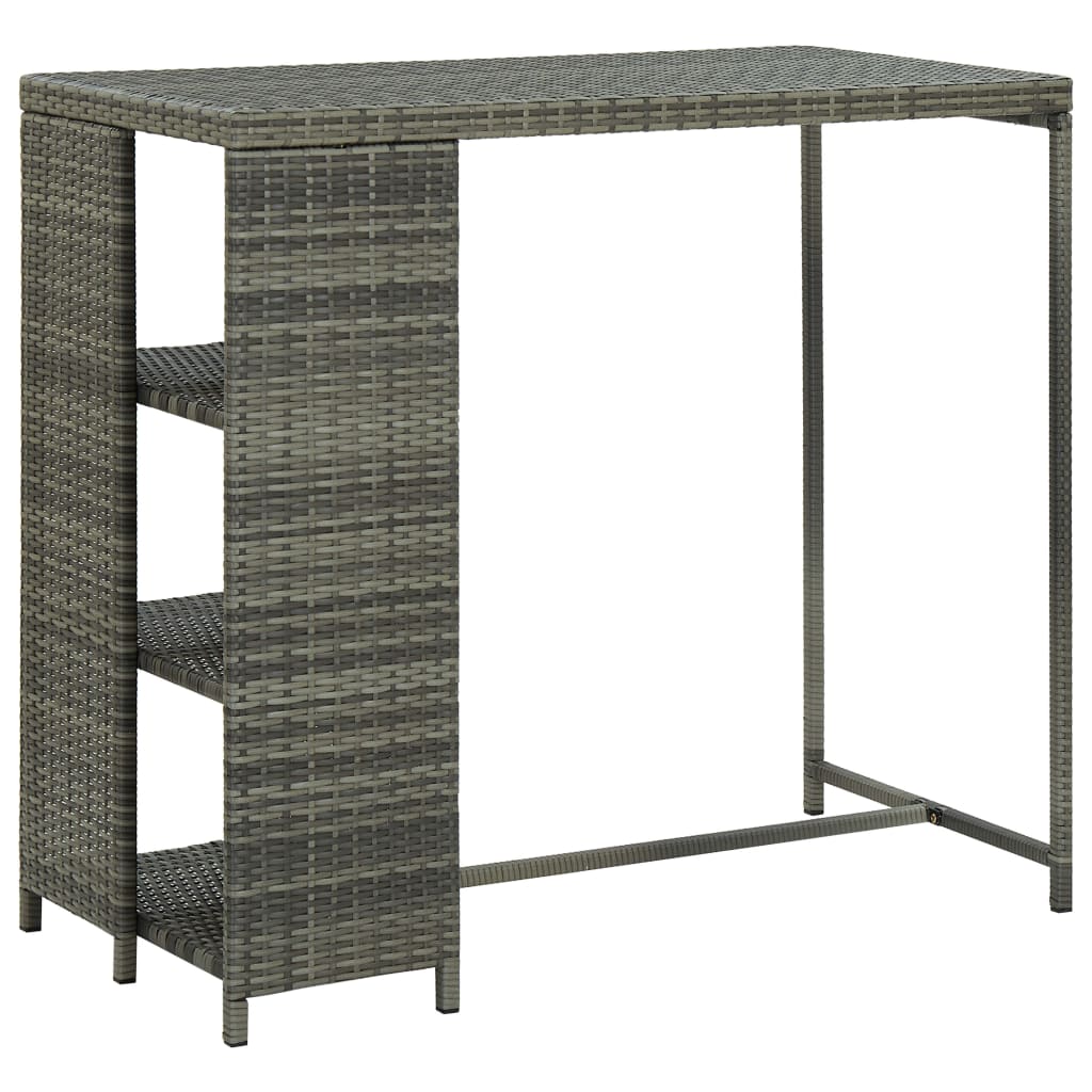 vidaXL Bar Table with Storage Rack Grey 120x60x110 cm Poly Rattan 1