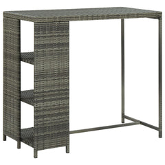 vidaXL Bar Table with Storage Rack Grey 120x60x110 cm Poly Rattan 1