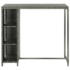 vidaXL Bar Table with Storage Rack Grey 120x60x110 cm Poly Rattan 2