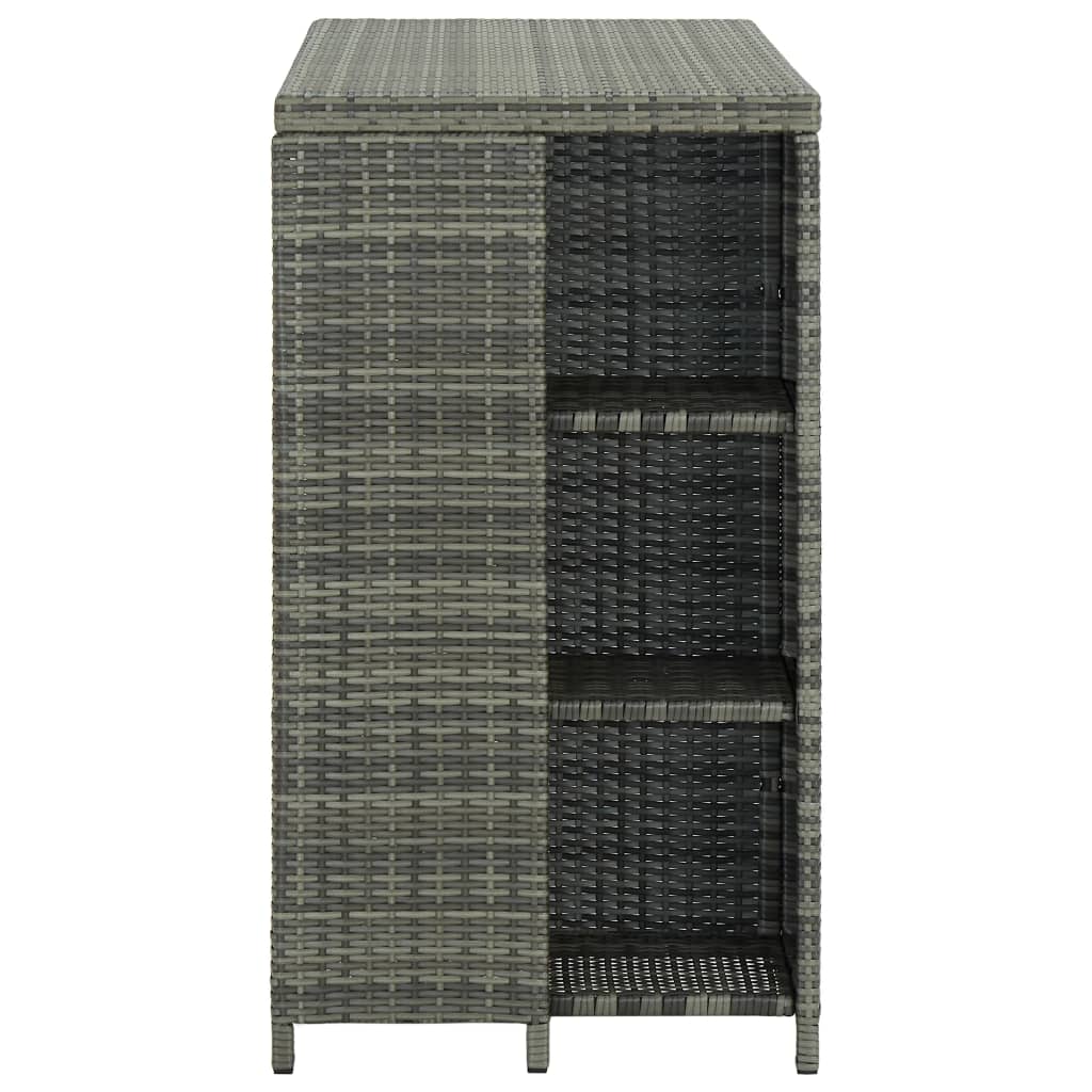 vidaXL Bar Table with Storage Rack Grey 120x60x110 cm Poly Rattan 3