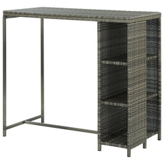 vidaXL Bar Table with Storage Rack Grey 120x60x110 cm Poly Rattan 4