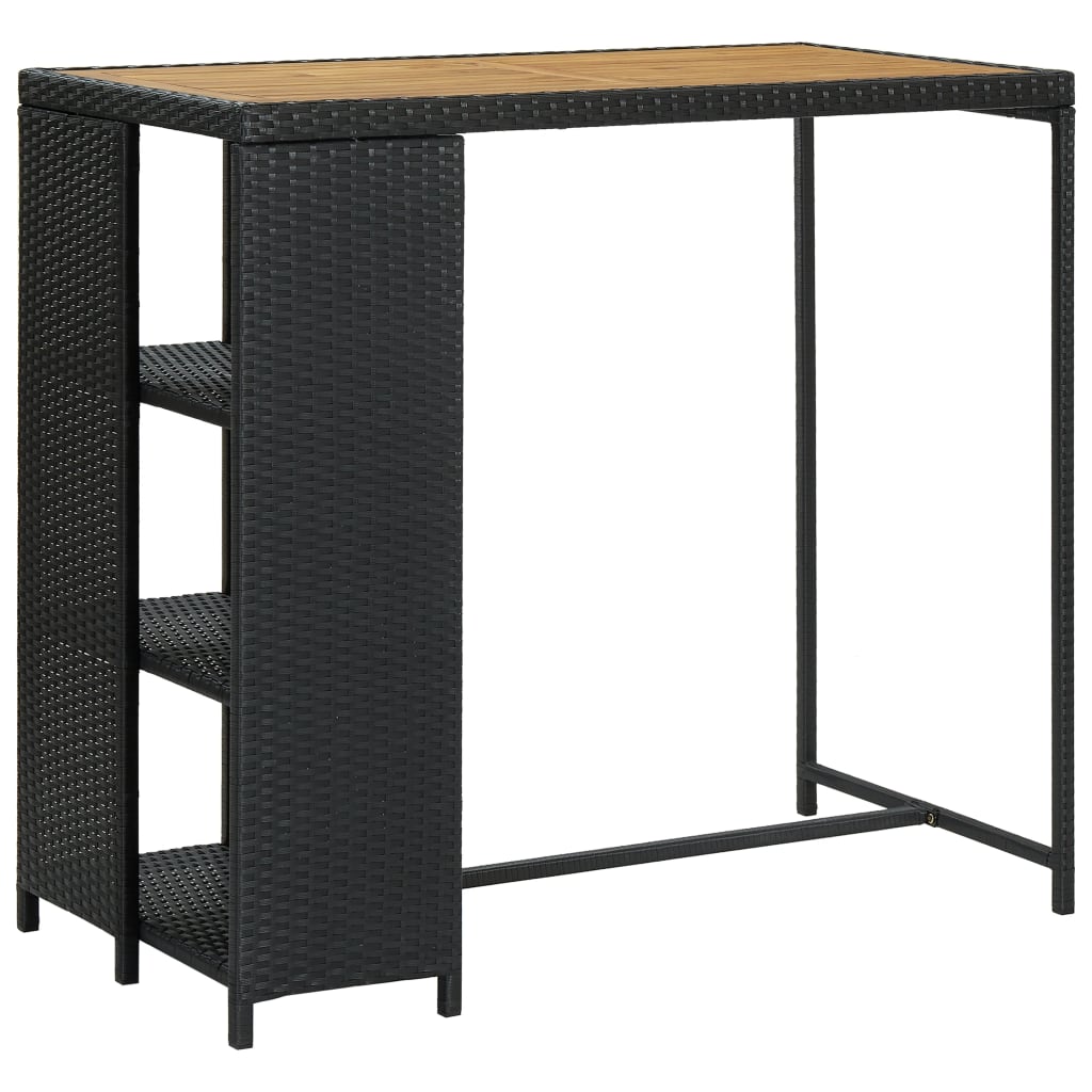 vidaXL Bar Table with Storage Rack Black 120x60x110 cm Poly Rattan 1