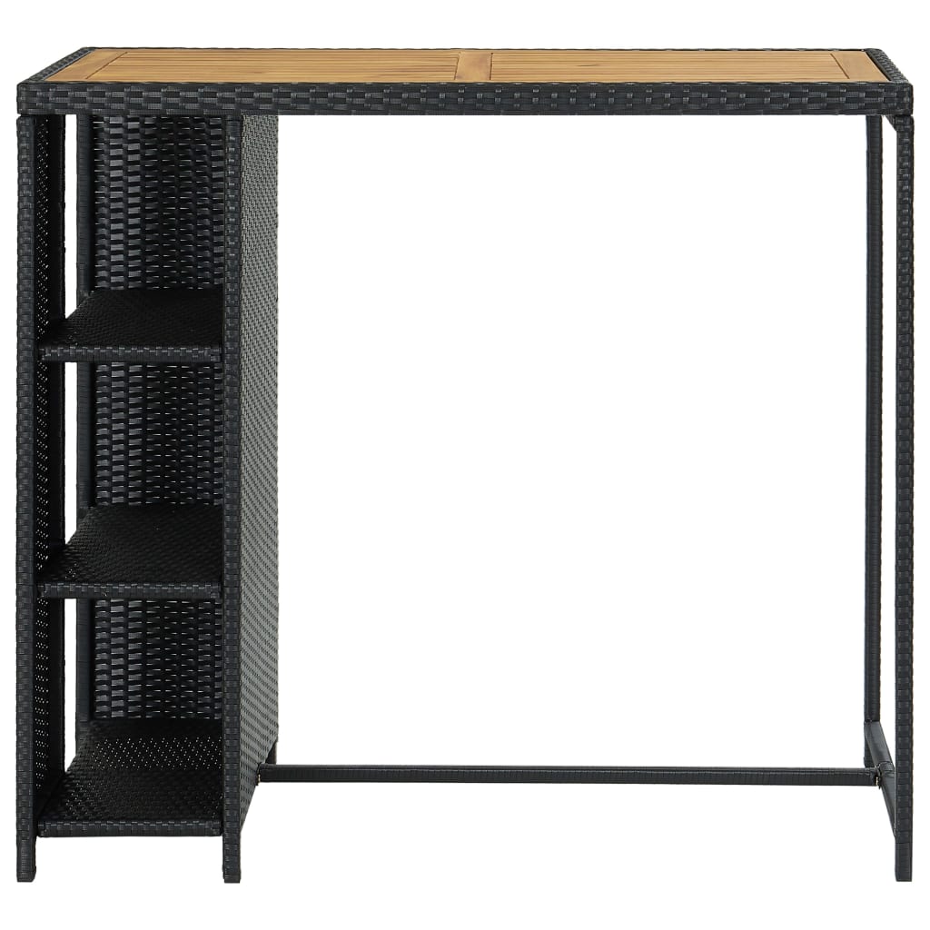 vidaXL Bar Table with Storage Rack Black 120x60x110 cm Poly Rattan 2