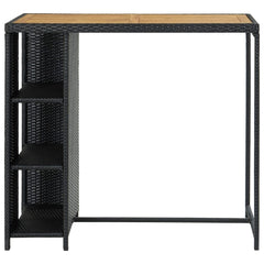 vidaXL Bar Table with Storage Rack Black 120x60x110 cm Poly Rattan 2