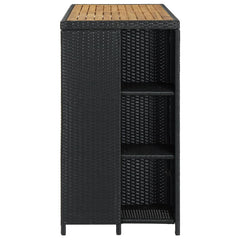 vidaXL Bar Table with Storage Rack Black 120x60x110 cm Poly Rattan 3