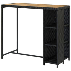 vidaXL Bar Table with Storage Rack Black 120x60x110 cm Poly Rattan 4