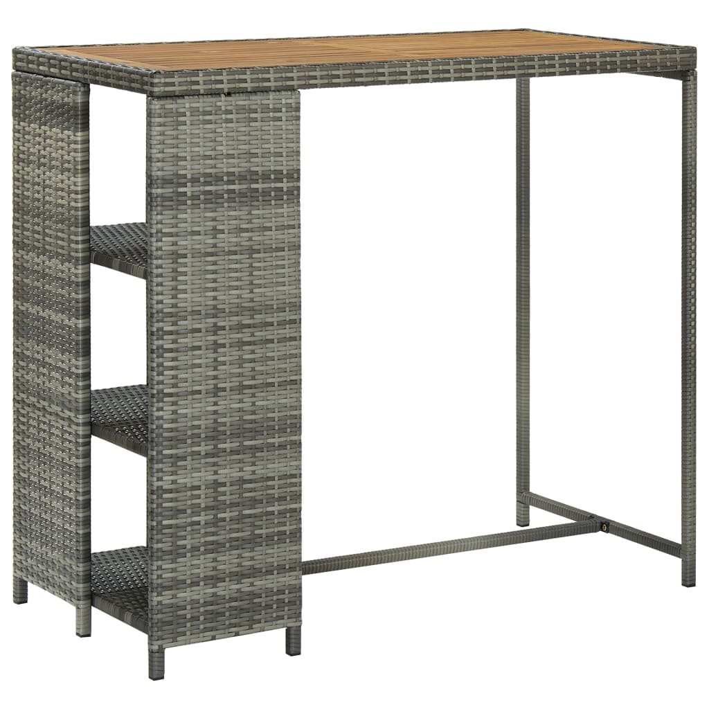 vidaXL Bar Table with Storage Rack Grey 120x60x110 cm Poly Rattan 1