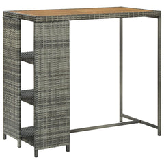 vidaXL Bar Table with Storage Rack Grey 120x60x110 cm Poly Rattan 1