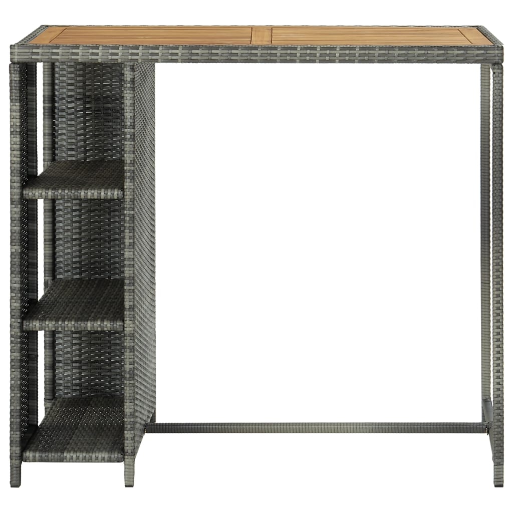 vidaXL Bar Table with Storage Rack Grey 120x60x110 cm Poly Rattan 2