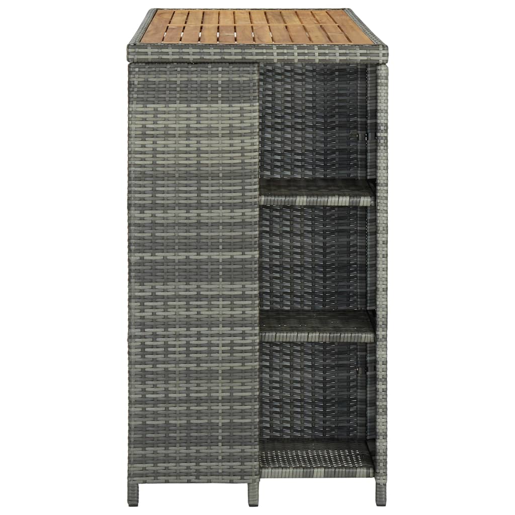 vidaXL Bar Table with Storage Rack Grey 120x60x110 cm Poly Rattan 3