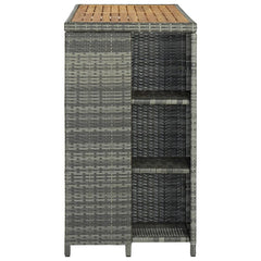 vidaXL Bar Table with Storage Rack Grey 120x60x110 cm Poly Rattan 3