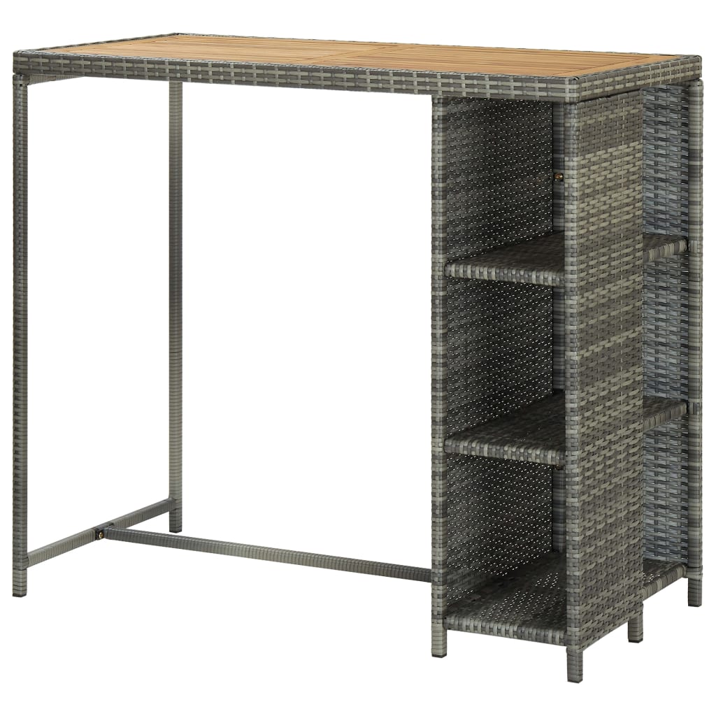 vidaXL Bar Table with Storage Rack Grey 120x60x110 cm Poly Rattan 4