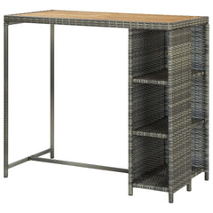vidaXL Bar Table with Storage Rack Grey 120x60x110 cm Poly Rattan 4