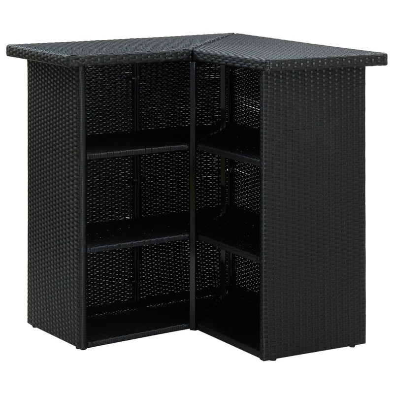 Corner Bar Table Black 100x50x105 cm Poly Rattan