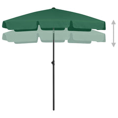 vidaXL Beach Parasol | Green | Polyester | 180x120 cm | Tiltable | Beach Parasol 3