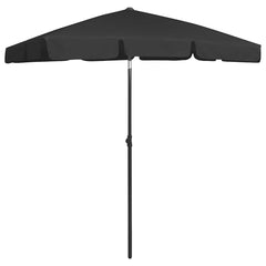 vidaXL Beach Parasol | Black | Polyester | Medium | Tiltable | Beach Parasol 2