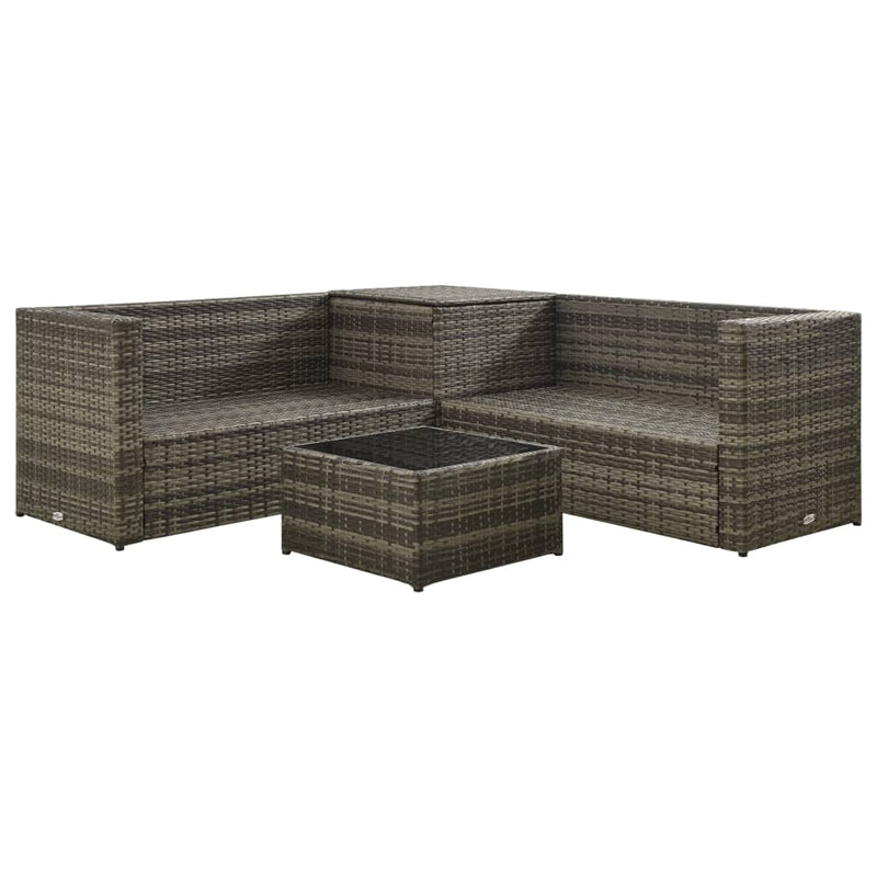 4 Piece Garden Lounge Set with Cushions Poly Rattan Grey