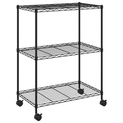 vidaXL 3-Tier Storage Rack with Wheels 60x35x81 cm Black 150 kg 2