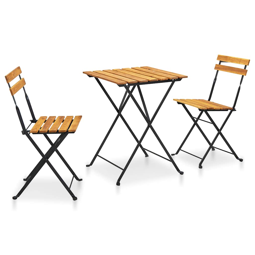 313157 vidaXL 3 Piece Folding Bistro Set Solid Acacia Wood 2