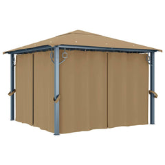 Gazebo with Curtain Aluminium Taupe 300 x 300 cm