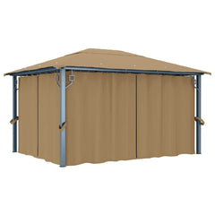 Gazebo with Curtain Aluminium Taupe 400 x 300 cm