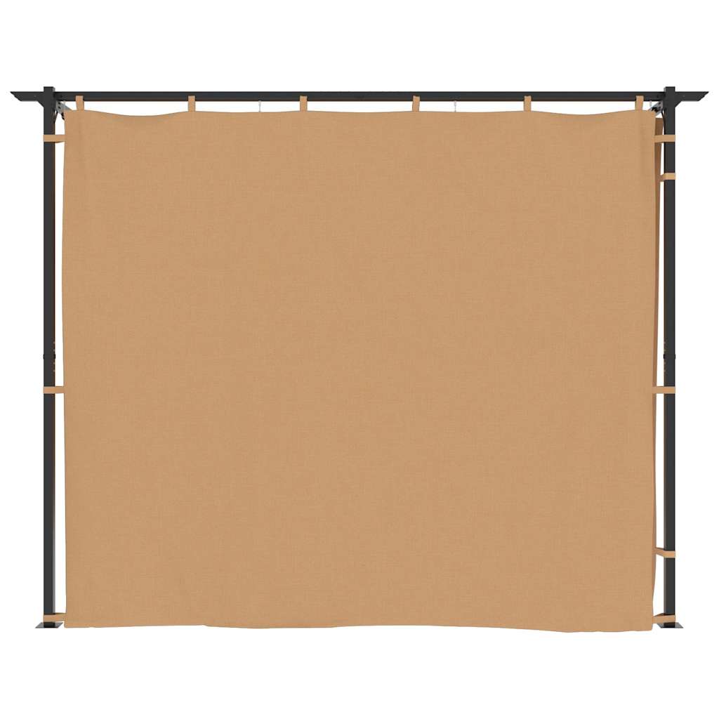 Gazebo with Curtains Steel Taupe