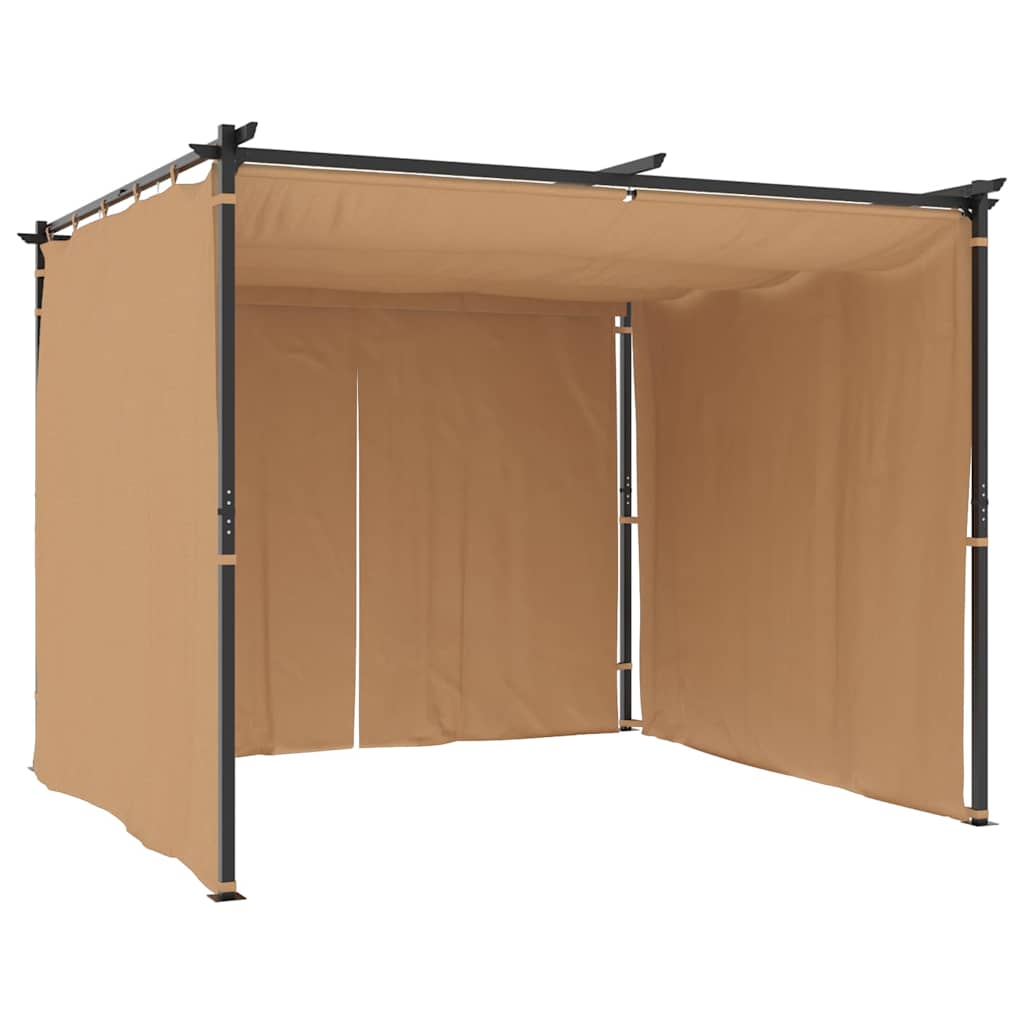 Gazebo with Curtains Steel Taupe