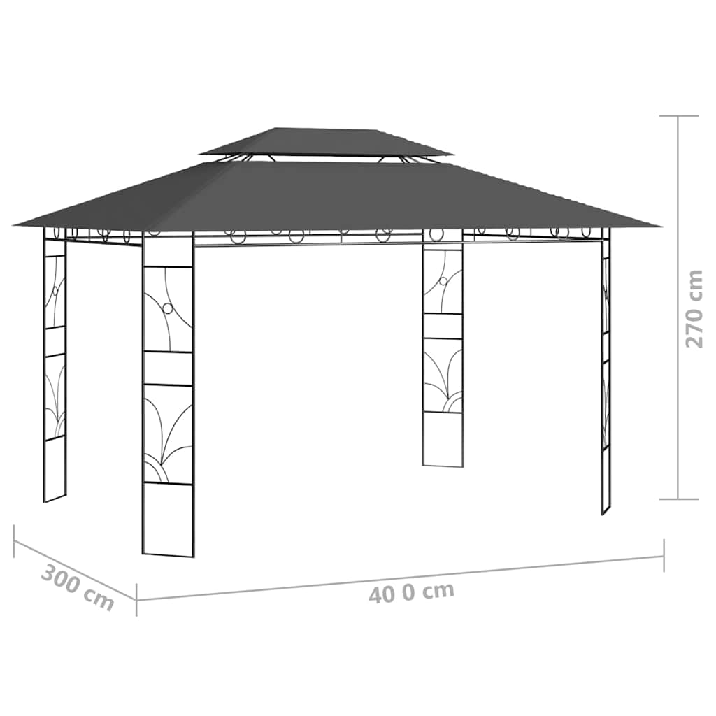 Gazebo 4x3x2,7 m 160 g/m² Anthracite