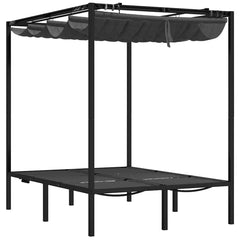vidaXL Double Sun Lounger with Side and Top Curtains Anthracite 4