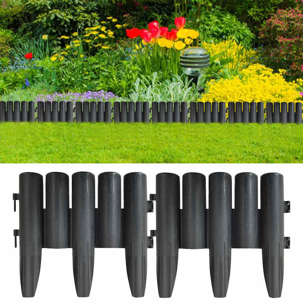vidaXL Lawn Edgings 36 pcs Anthracite 10 m PP 1