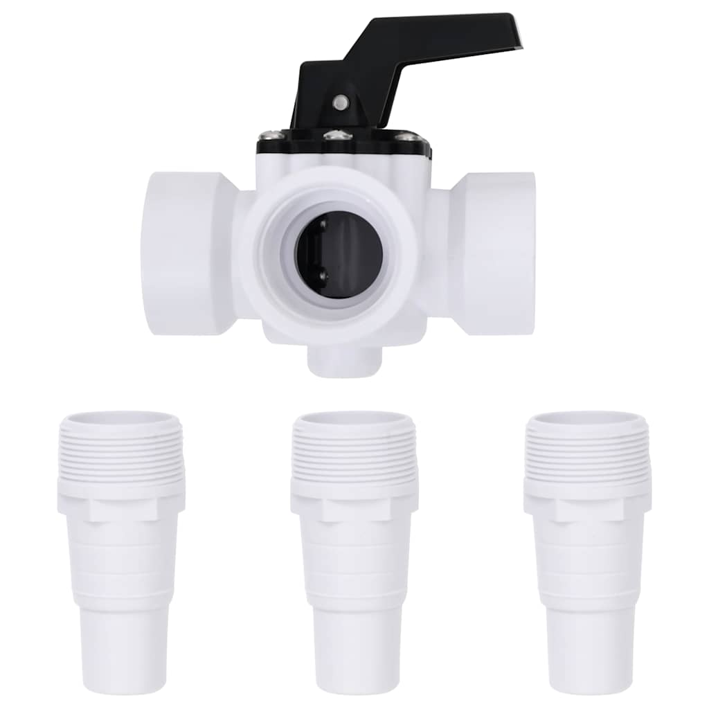 vidaXL 3-way Ball Valve | White and Black | Plastic | 3-Way Ball Valve | Other 2