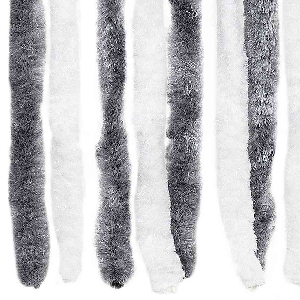 vidaXL Insect Curtain Grey and White 56x200 cm Chenille 5