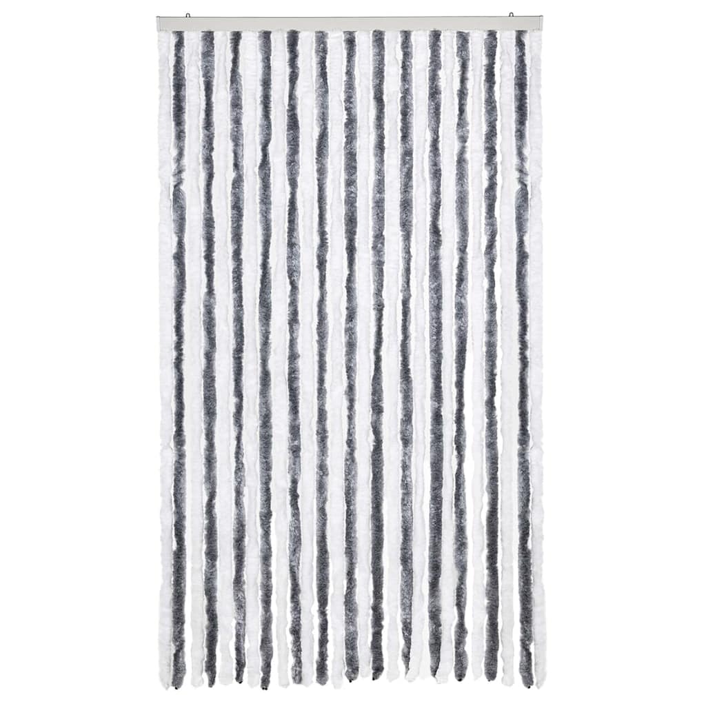 Fly Curtain 118x220 cm Chenille Width 118 cm Anthracite–Grey and white Grey and white