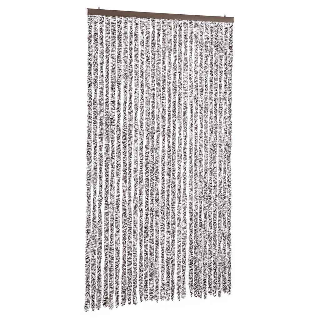 Fly Curtain 118x220 cm Chenille Width 118 cm Anthracite–Grey and white Brown and beige
