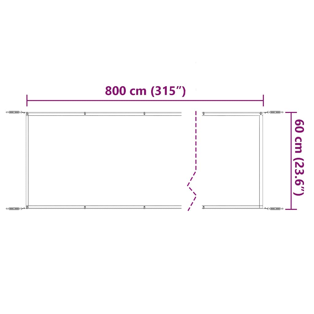 148154 vidaXL Vertical Awning White 60x800 cm Oxford Fabric 6