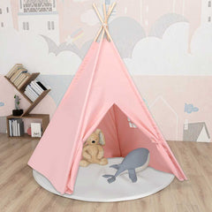 vidaXL Children Teepee Tent with Bag Peach Skin Pink 120x120x150 cm 1
