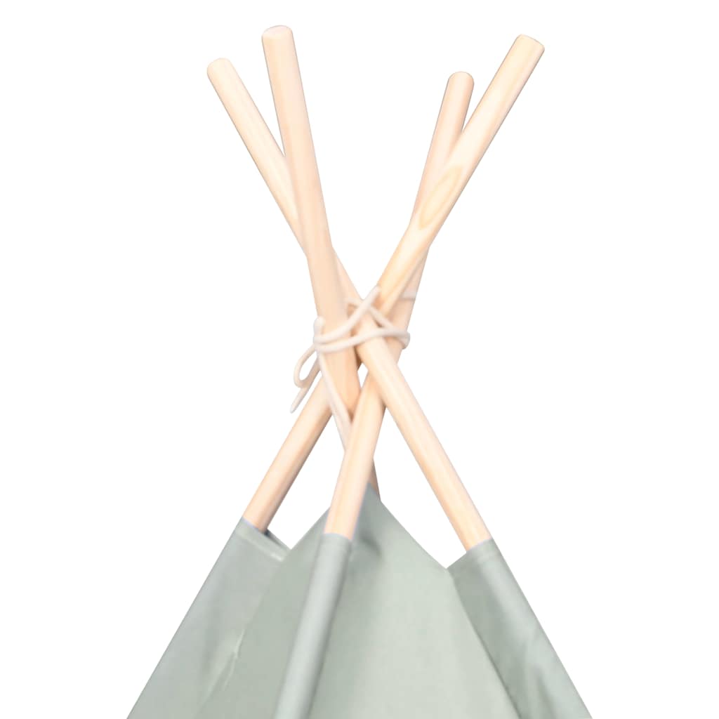 vidaXL Children Tent Grey and White 120 x 120 x 150 cm Solid pine wood 5