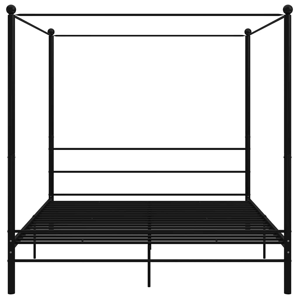Canopy Bed Frame without Mattress Metal Black 180 x 200 cm