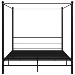 Canopy Bed Frame without Mattress Metal Black 180 x 200 cm