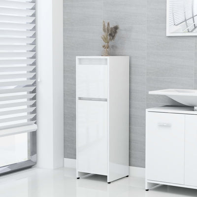 4 Piece Bathroom Furniture Set High Gloss White Engineered Wood