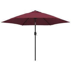 Outdoor Parasol with LED Lights and Steel Pole 300 cm Bordeaux red