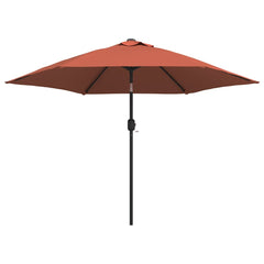 Outdoor Parasol with LED Lights and Steel Pole 300 cm Terracotta