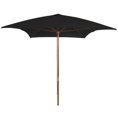 vidaXL Garden Parasol with Wooden Pole Black 200x300 cm 1