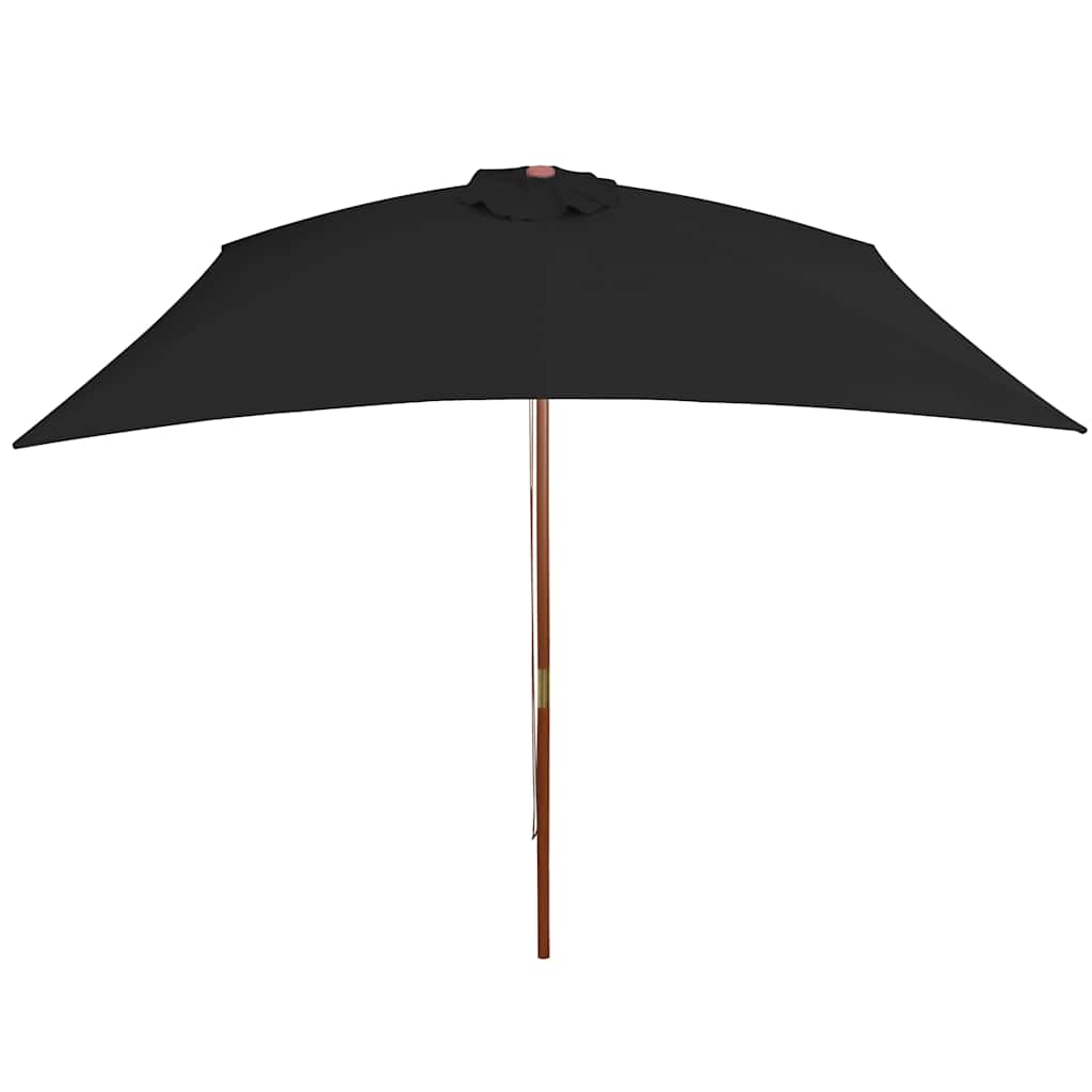 vidaXL Garden Parasol with Wooden Pole Black 200x300 cm 3