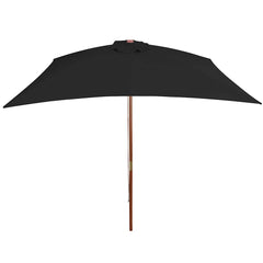 vidaXL Garden Parasol with Wooden Pole Black 200x300 cm 3