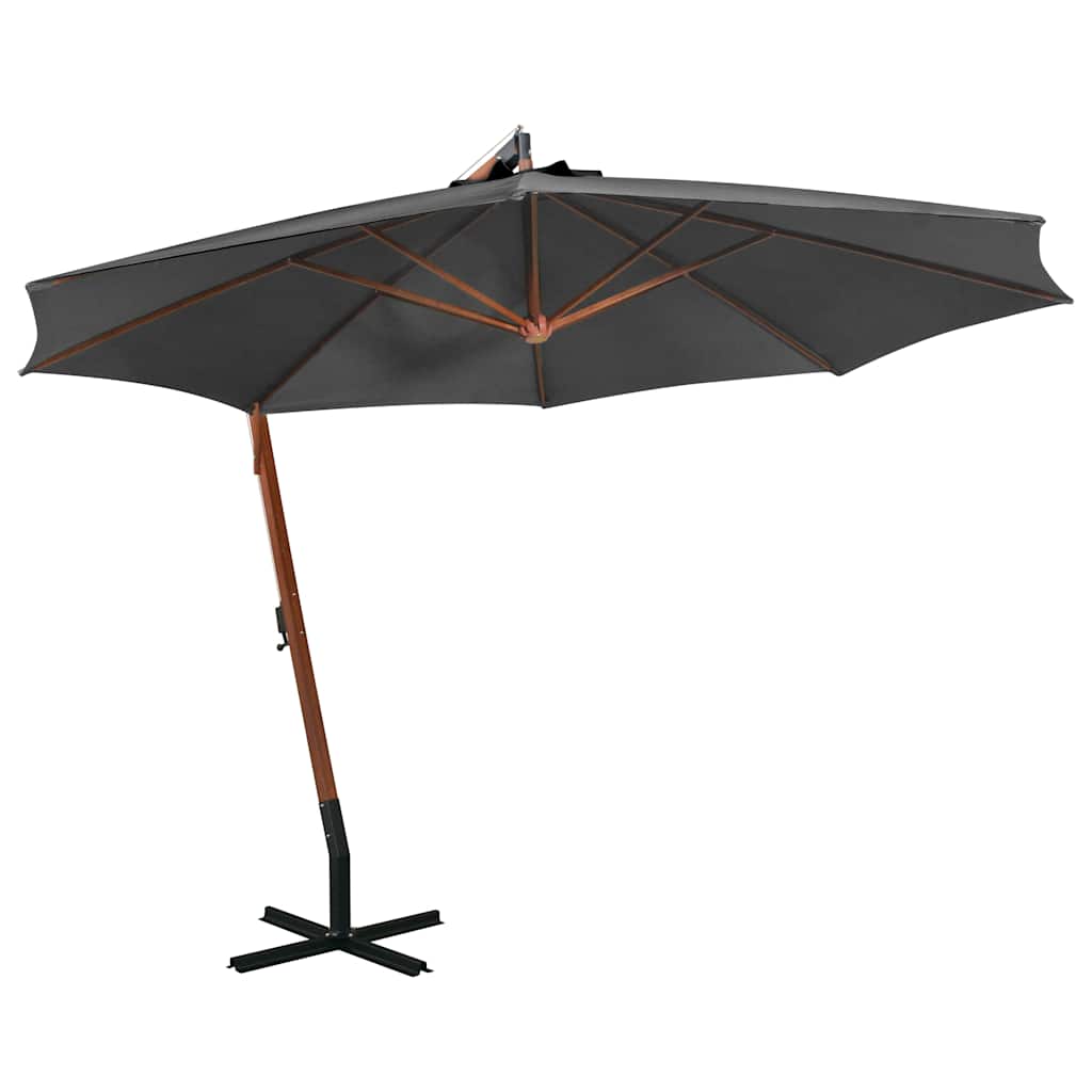 vidaXL Hanging Garden Parasol with Pole Anthracite 3.5x2.9 m Solid Fir Wood 1