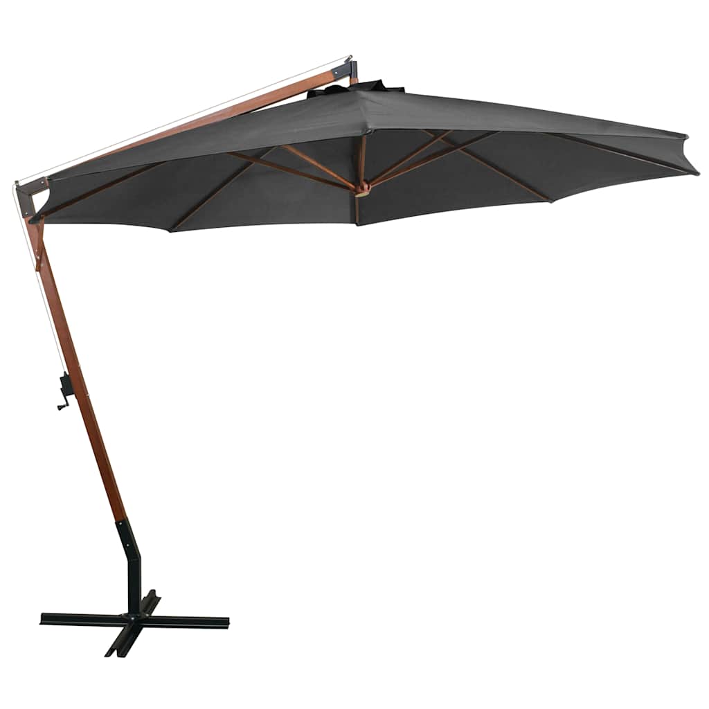 vidaXL Hanging Garden Parasol with Pole Anthracite 3.5x2.9 m Solid Fir Wood 2
