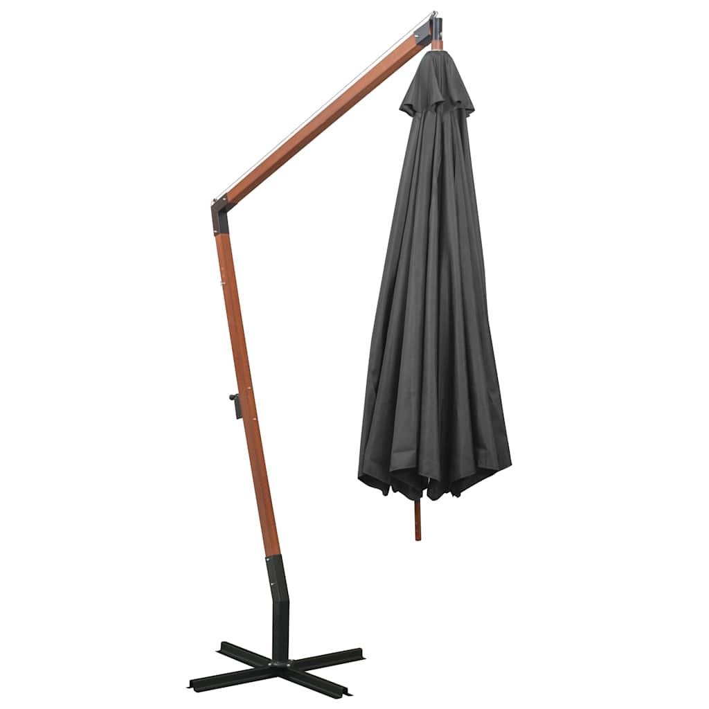 vidaXL Hanging Garden Parasol with Pole Anthracite 3.5x2.9 m Solid Fir Wood 4